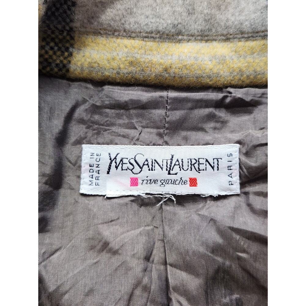 Vintage YSL Yves Saint Laurent Rive Gauche Plaid Wool Jacket Short Coat France - Picture 4 of 12